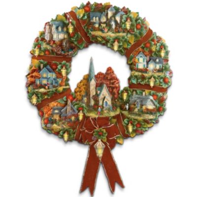 Thomas Kinkade Autumn Village Decorative Wreath: Autumn Home Decor