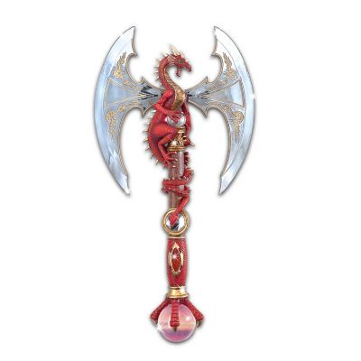 Red Dragon Collectible Axe Wall D??cor: Dragon Bane