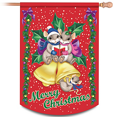 Charming Tails Merry Christmas Flag