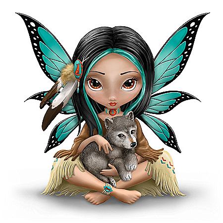 Moonheart, The Spirit Of Strength Wolf And Fairy Fantasy Art Figurine