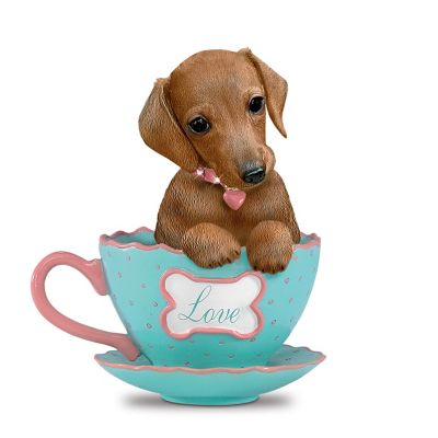 Dachshund-Themed Teacup Figurine : A Cup Of Love