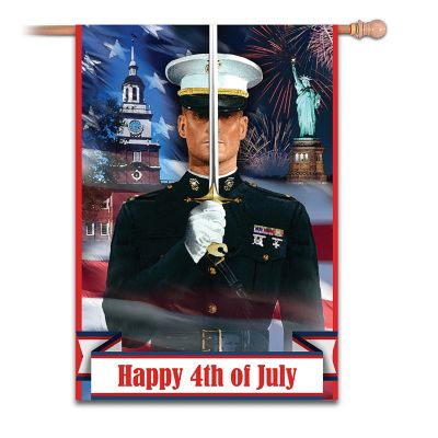 Happy 4th Of July USMC Esprit De Corps Outdoor Flag