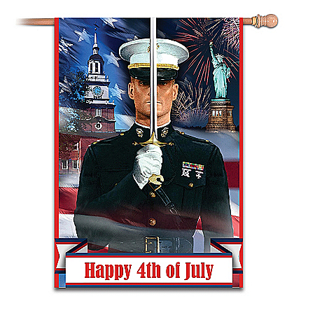 Happy 4th Of July USMC Esprit De Corps Outdoor Flag