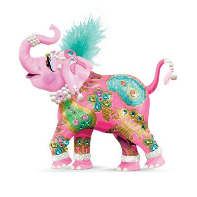 Breast Cancer Support Elephant Figurine: Reach High For Hope