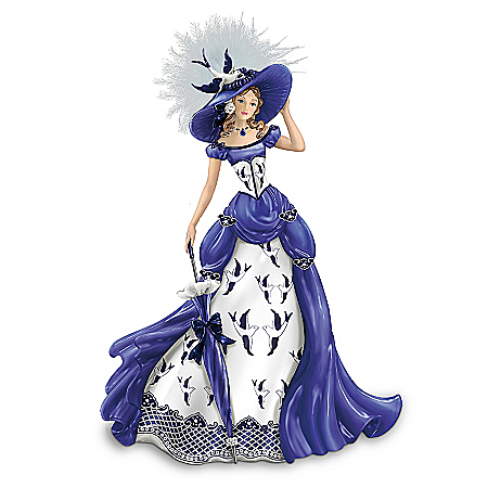Blue Willow China Pattern-Inspired Lady Figurine: Rowena