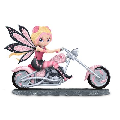 Breast Cancer Support Fairy And Pink Motorcycle Figurine: On A Roll With Hope