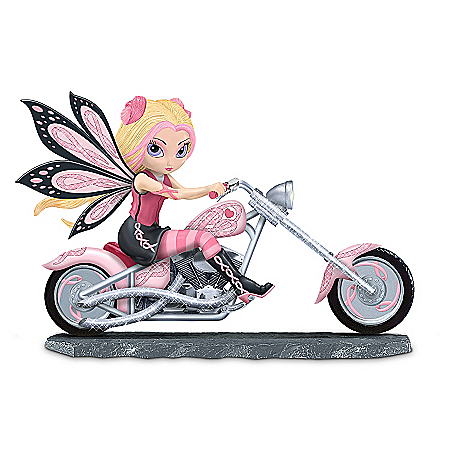 Breast Cancer Support Fairy And Pink Motorcycle Figurine: On A Roll With Hope