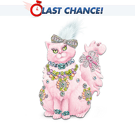 Breast Cancer Support Cat Figurine: Purr-fectly Pink
