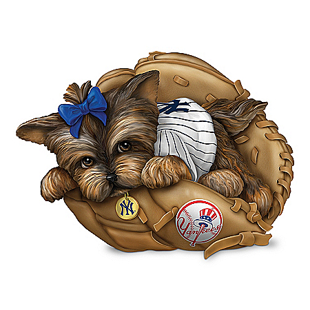 MLB New York Yankees Yorkie Dog Figurine Fur-ever A Fan