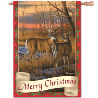 Merry Christmas Wildlife Art Flag