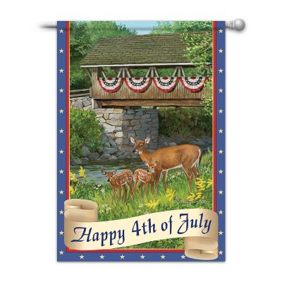 Happy 4th Of July Wildlife Art Outdoor Flag
