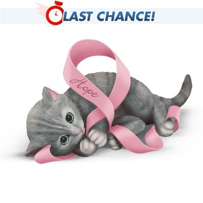 Breast Cancer Support Kitten Figurine: Paws For Hope