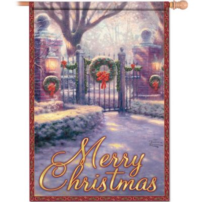 Thomas Kinkade Merry Christmas Flag