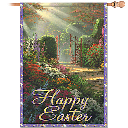 Outdoor Flag: Thomas Kinkade Happy Easter Flag