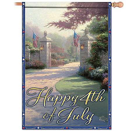 Artistic Thomas Kinkade Flag: Happy 4th Of July