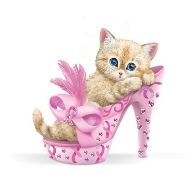 Figurine: Purr-ing For Hope Breast Cancer Awareness Figurine