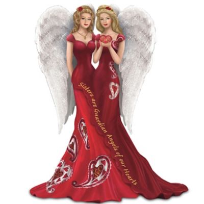 Figurine: Thomas Kinkade Sisters Are Guardian Angels Of Our Hearts Figurine