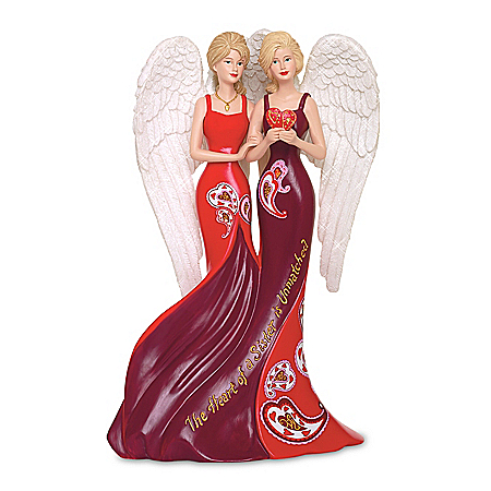 Thomas Kinkade The Heart Of A Sister Is Unmatched Heart Health Awareness Angel Figurine