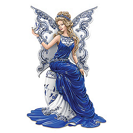 Figurine: Magical Blessing Of Two Lovers Blue Willow Artwork Figurine