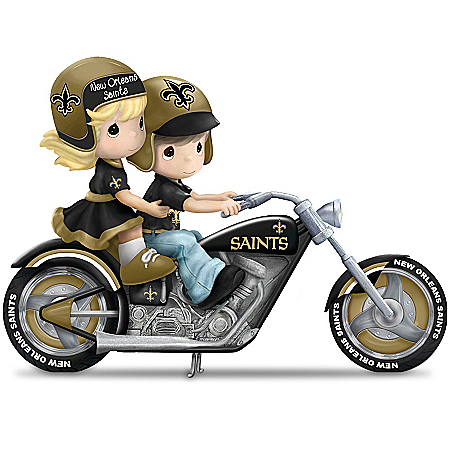 Figurine: Precious Moments Gearing Up For A Season New Orleans Saints Motorcycle Figurine