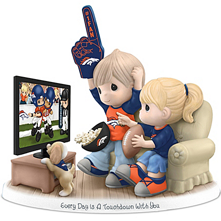 Figurine: Precious Moments Every Day Is A Touchdown With You Broncos Figurine