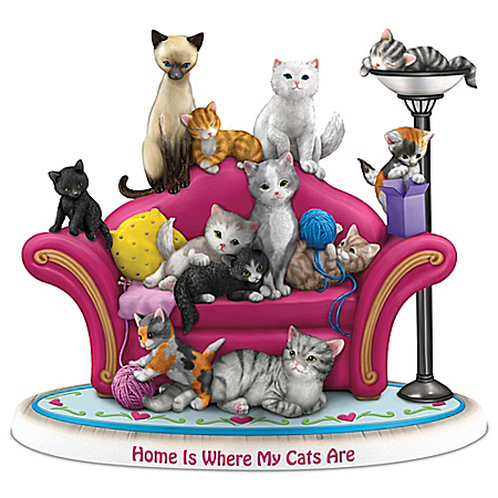 Blake Jensen Home Is Where My Cats Are Hand-Painted Figurine