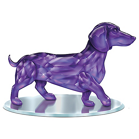 Radiance Of The Amethyst Dachshund Figurine With Mirror Base