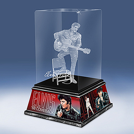 Elvis Presley King Of Rock And Roll Legend Glass Sculpture