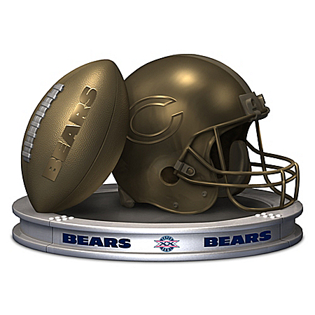 NFL-Licensed Chicago Bears Pride Bronzed Football And Helmet Sculpture