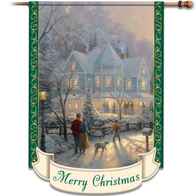 Thomas Kinkade Merry Christmas Decorative Flag