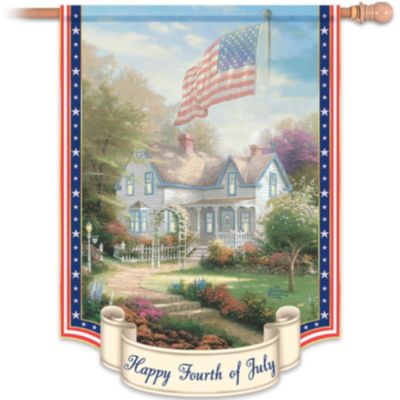 Thomas Kinkade Happy Fourth Of July Decorative Flag