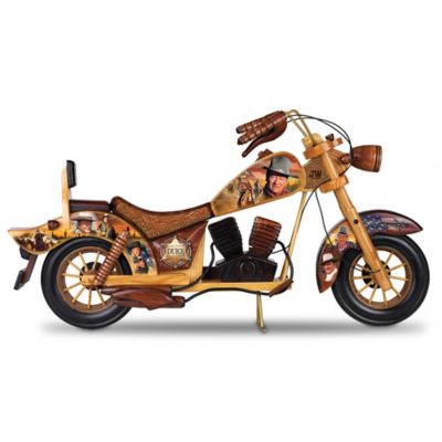 John Wayne Handcrafted Wooden Motorcycle Sculpture