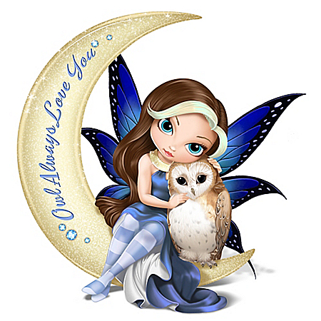 Jasmine Becket-Griffith Owl Always Love You Crescent Moon Figurine