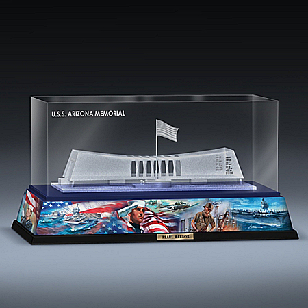 Honoring The Heroes Of Pearl Harbor Laser-Etched U.S.S. Arizona Memorial Block Sculpture