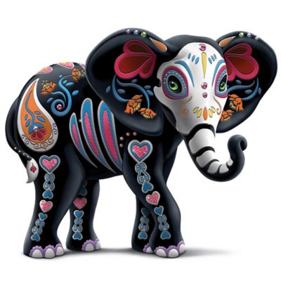 Celebration Of Luck Sugar Skull Elephant Figurine