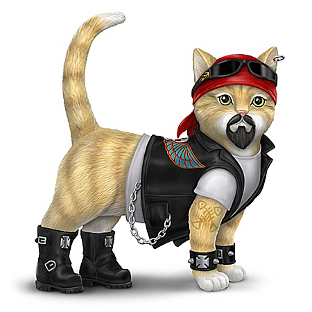 Dawg Crusher Handcrafted Biker Cat Figurine