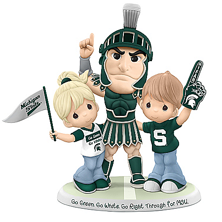 Go Green, Go White, Go Right Through For MSU Spartans Precious Moments Figurine