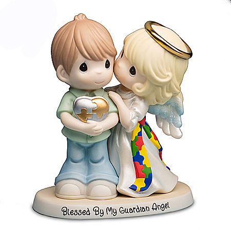 Precious Moments Blessed By My Guardian Angel Autism Awareness Figurine