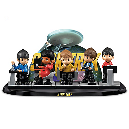 Precious Moments STAR TREK To Boldly Go Figurine Set With Display