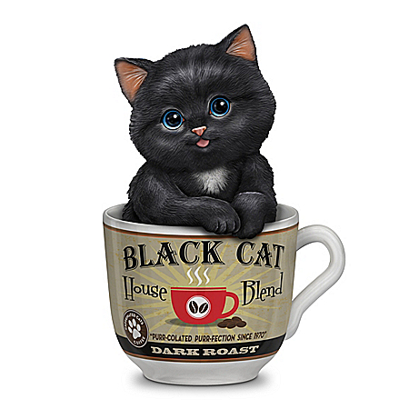 Kayomi Harai Dark Roast Coffee Mug Cat Figurine