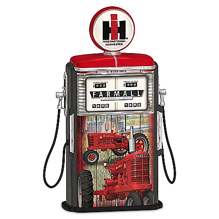 Farmall Tractor Model H Illuminated Gas Pump Collectible Sculpture