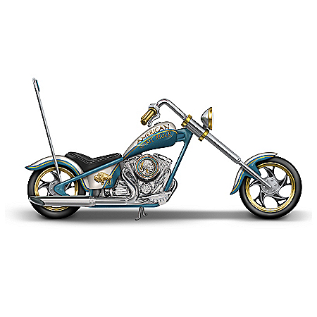 American Spirit Rider Hand-Painted Motorcycle Sculpture