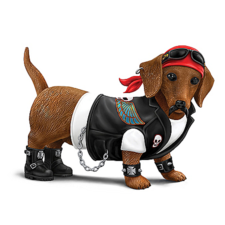 Cruiser Biker-Themed Dachshund Figurine