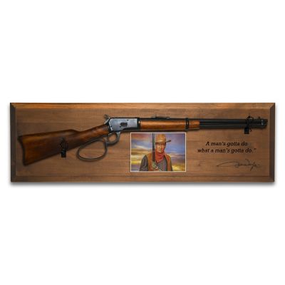 John Wayne 1:1-Scale Rifle Tribute Wall Decor With Working Lock Mechanism, Movable Lever & Trigger