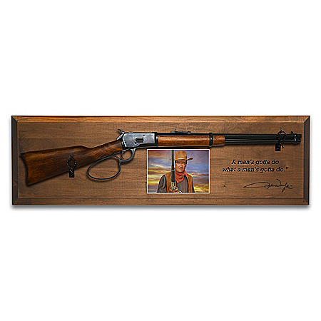 John Wayne 1:1-Scale Rifle Tribute Wall Decor With Working Lock Mechanism, Movable Lever & Trigger