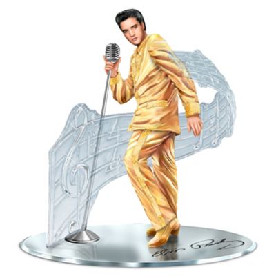 Treasured Reflections Of Elvis Presley Wearing The Iconic Gold Lamé Suit Handcrafted Sculpture