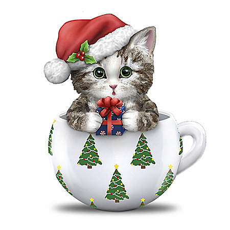 Kayomi Harai Deck The Paws Christmas Cup Cat Figurine