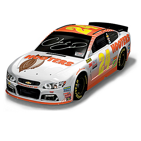 Chase Elliott Autographed 2017 NASCAR Hooters 1:18-Scale Chevrolet SS Sculpture