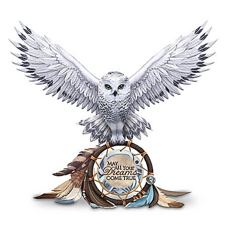 Jody Bergsma May All Your Dreams Come True Hand-Painted Owl and Dreamcatcher Figurine
