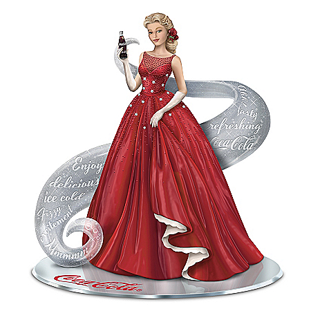 A Timeless Reflection With COCA-COLA Hand-Painted Figurine With Crystalline Swirl & Mirrored Base